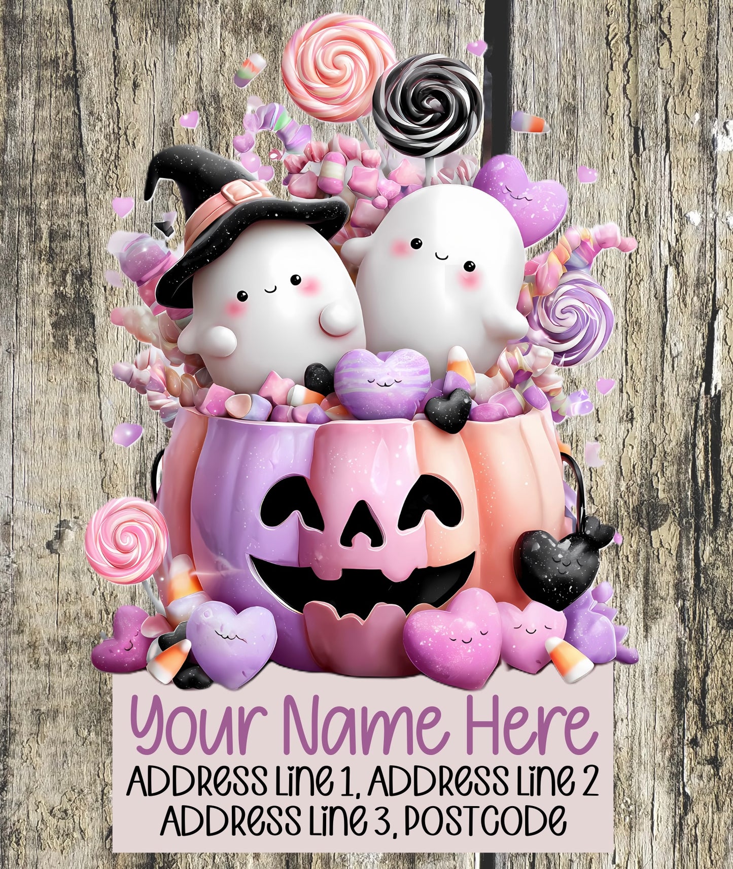 Ghostly Pink & Black Address Labels