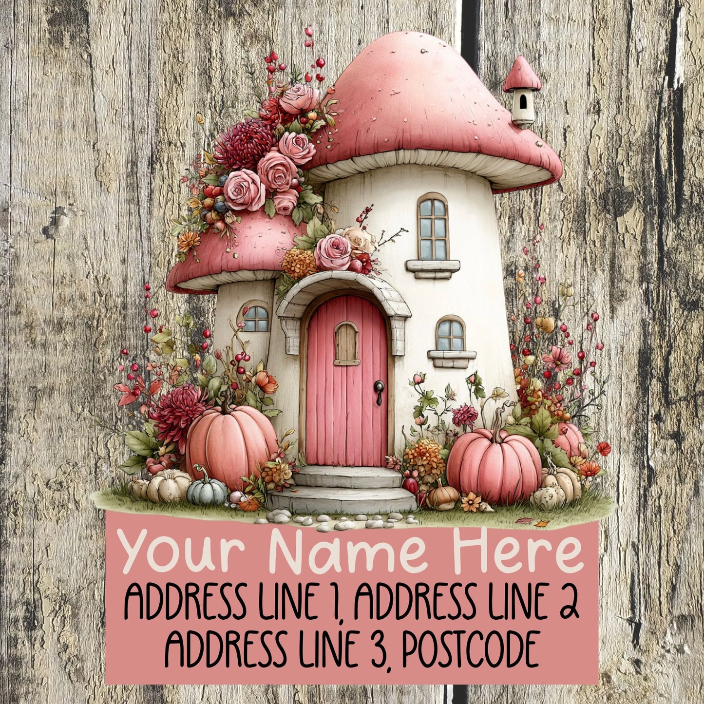 Autumn Pink Floral House Address Labels