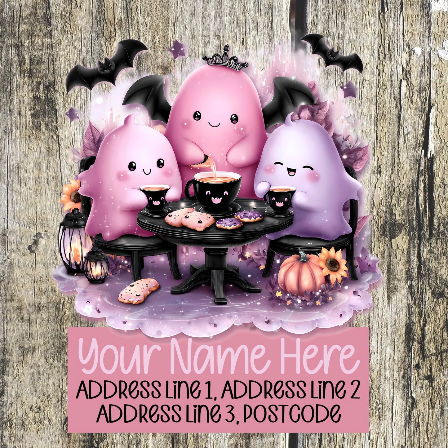 Ghostly Pink & Black Address Labels