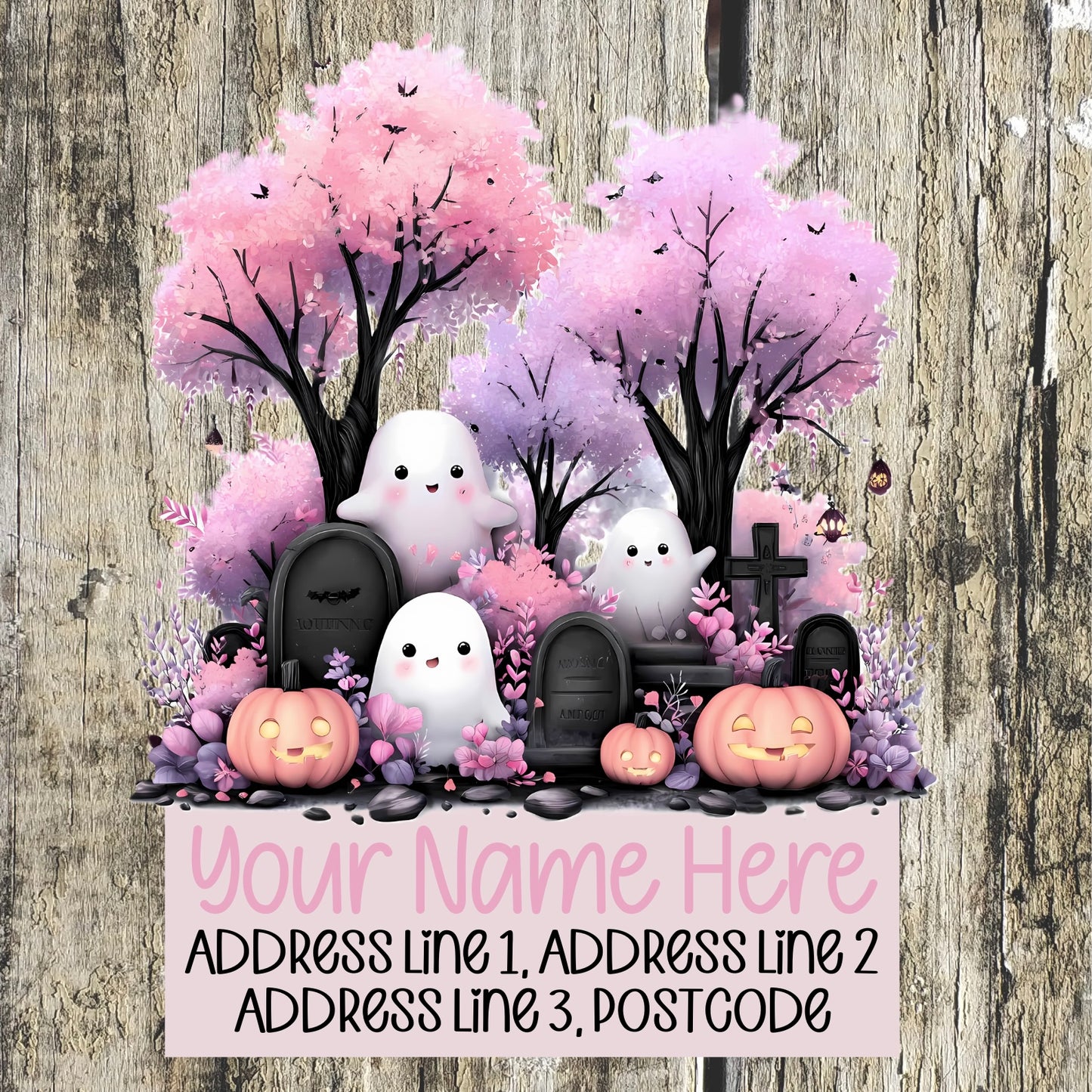 Ghostly Pink & Black Address Labels
