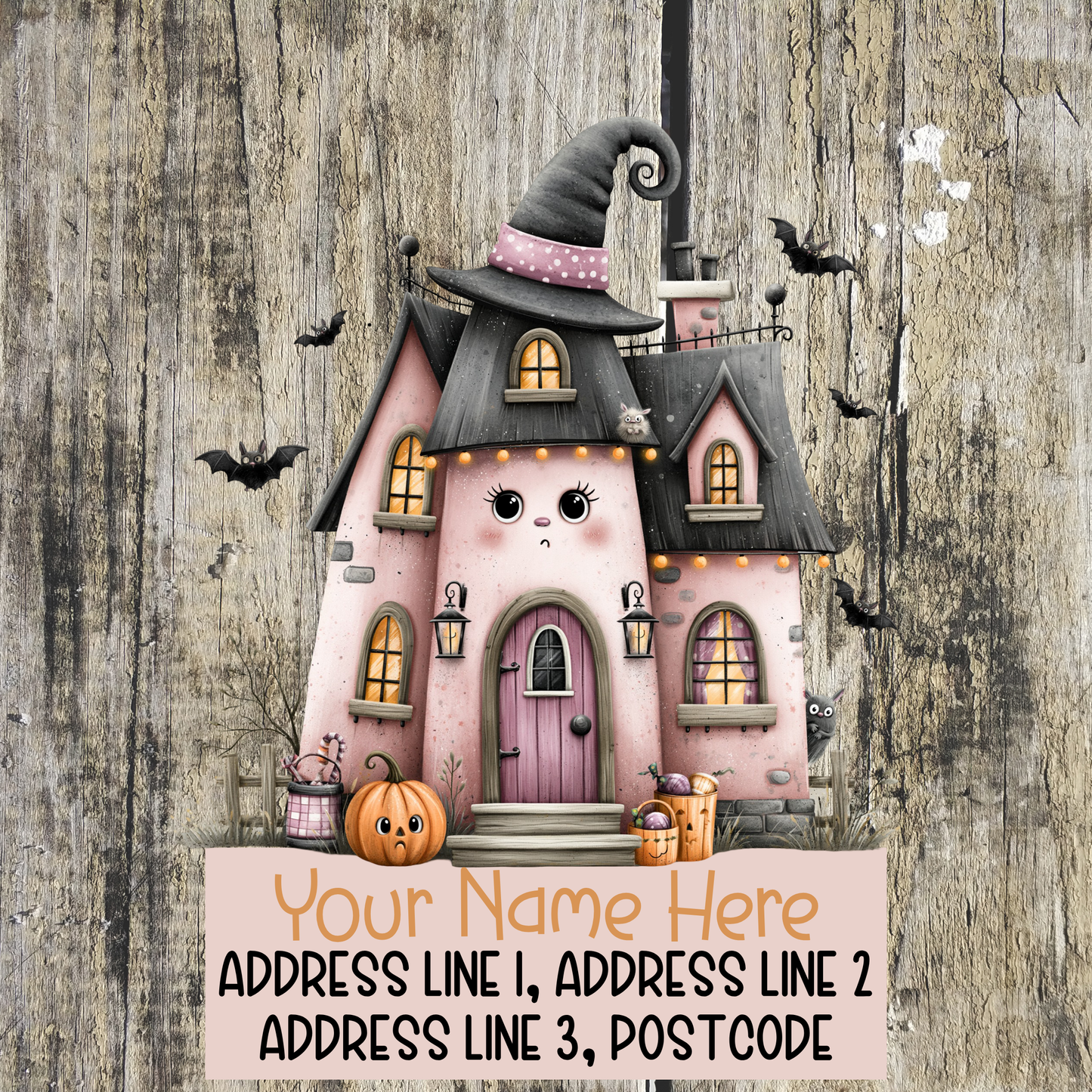 Pink Halloween Address Labels