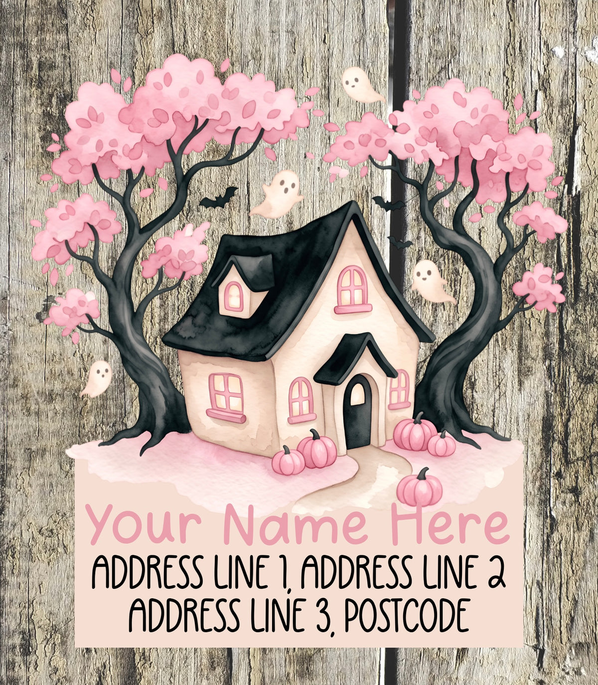 Pink & black pumpkin Address Labels