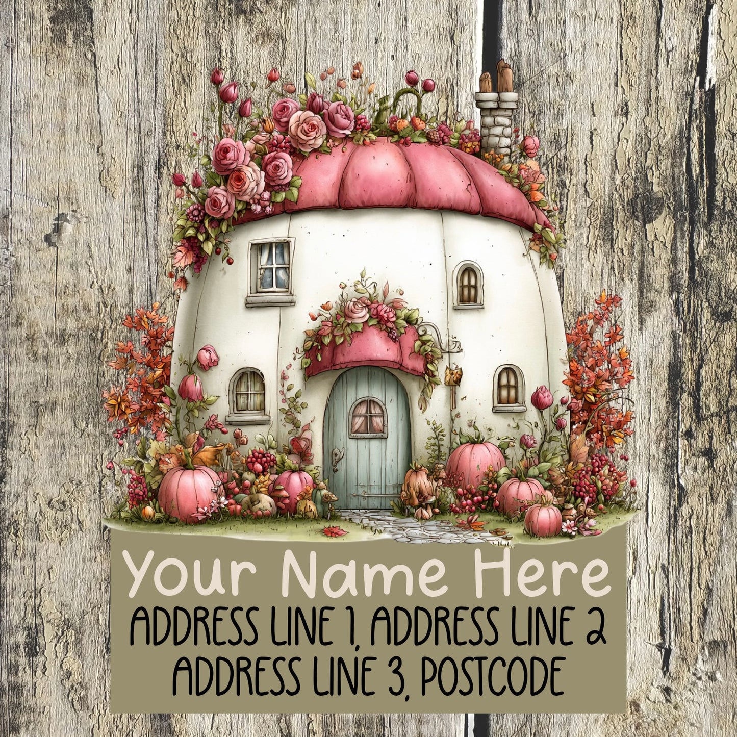 Autumn Pink Floral House Address Labels