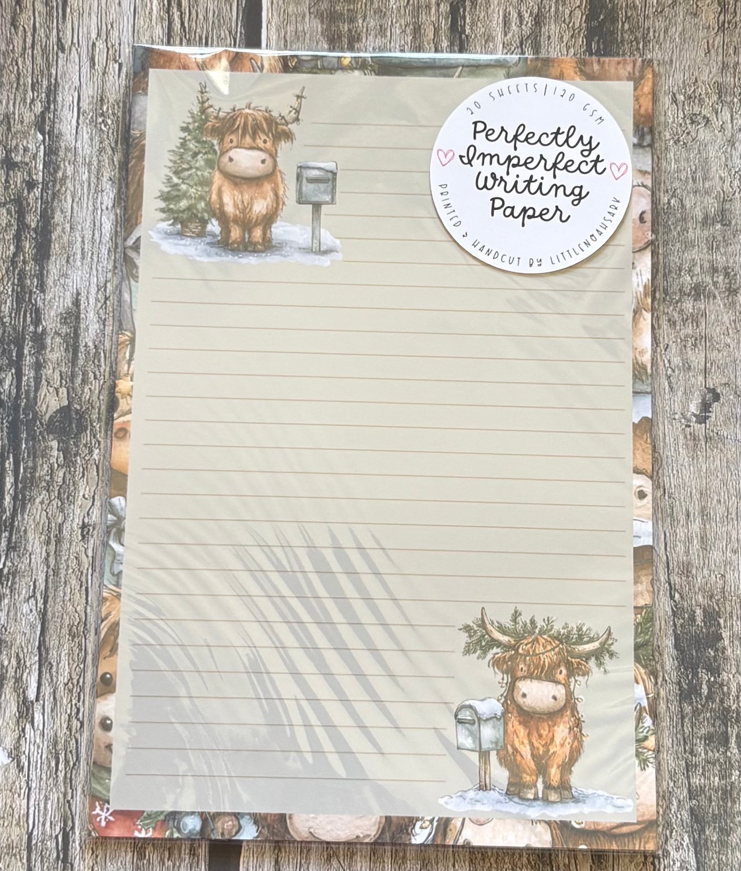 Christmas highland cow perfectly imperfect writing paper
