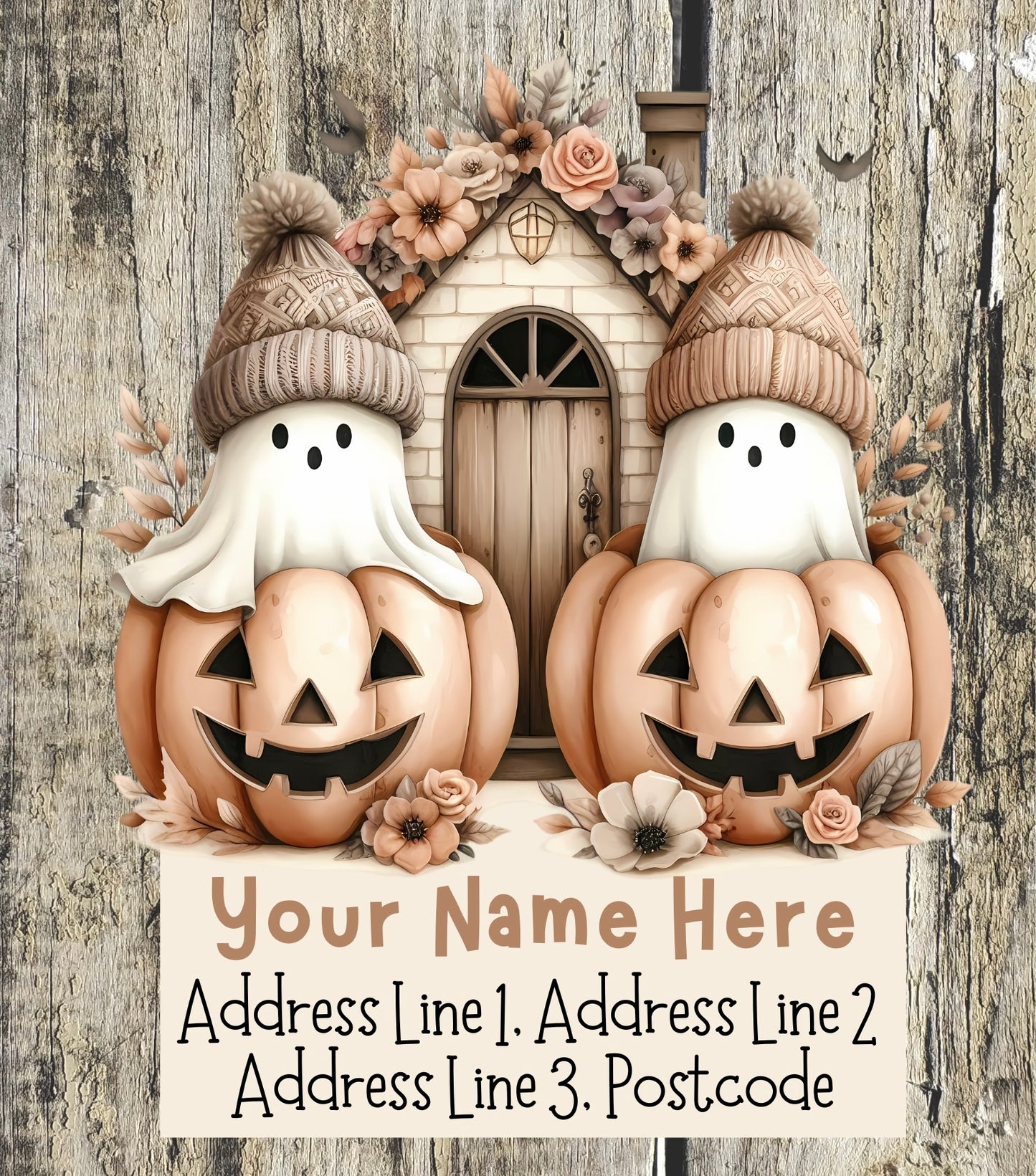 Boho ghostly pumpkin address labels