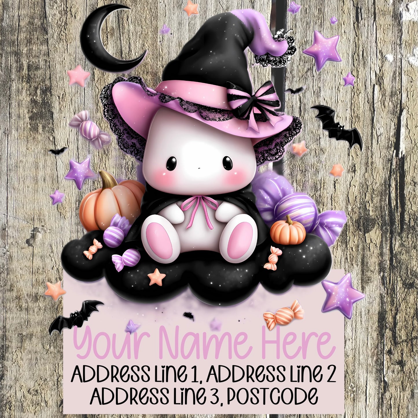 Ghostly Pink & Black Address Labels