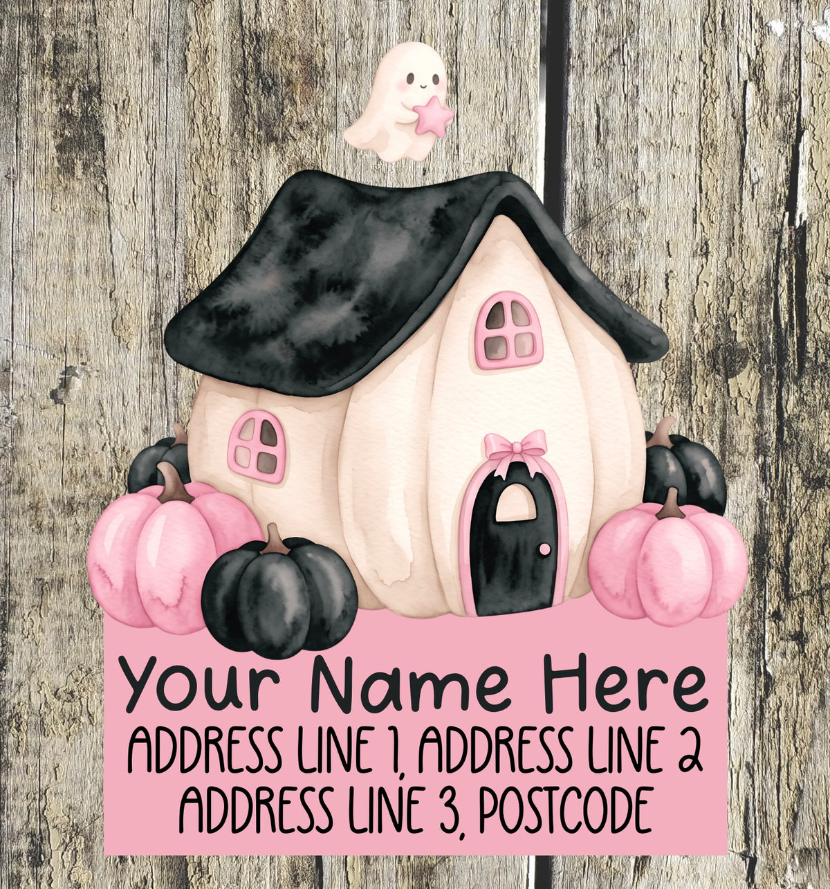 Pink & black pumpkin Address Labels