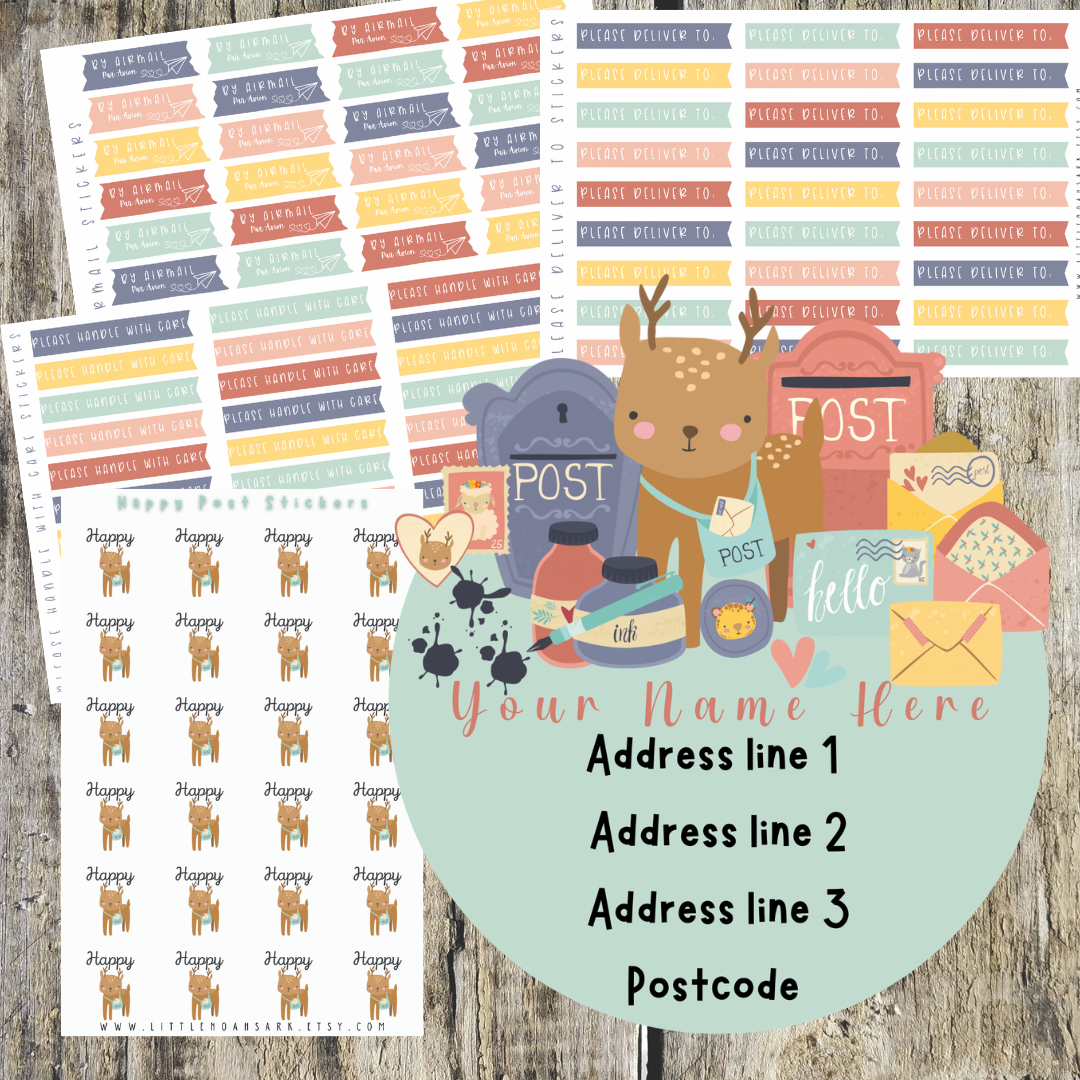 Reindeer Happy Post label bundle