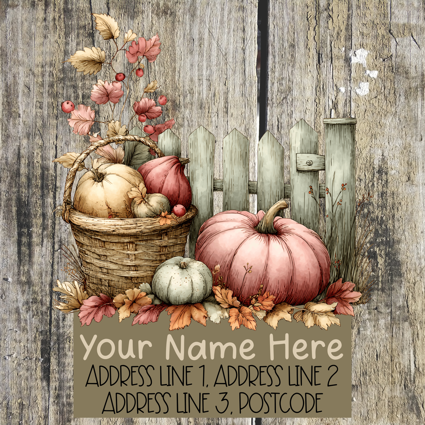 Pumpkin Autumn Fence Address Labels