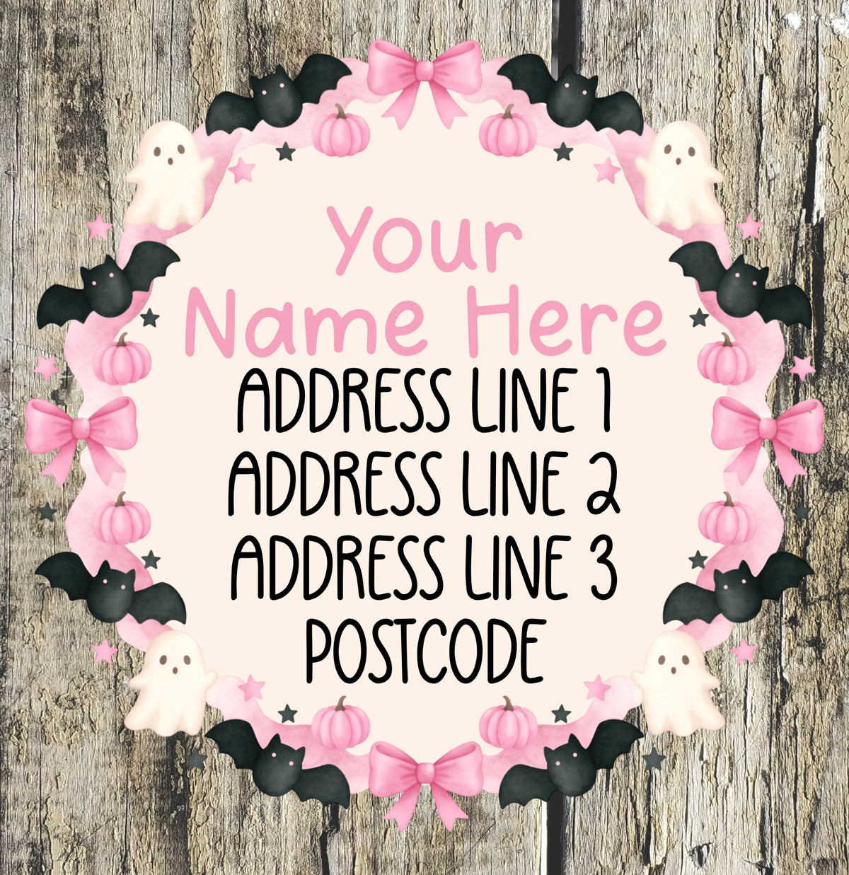 Pink & black pumpkin Address Labels