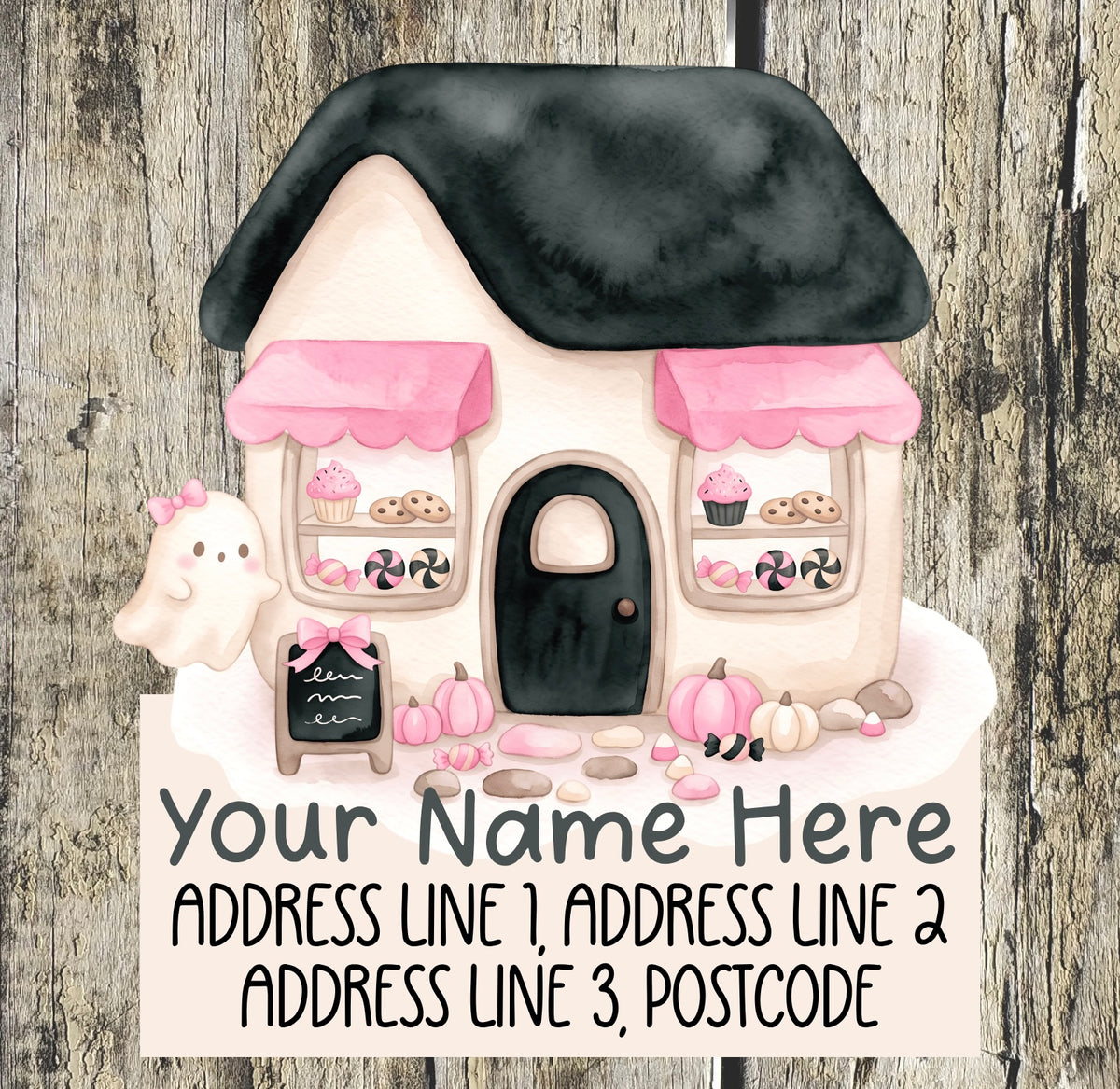 Pink & black pumpkin Address Labels