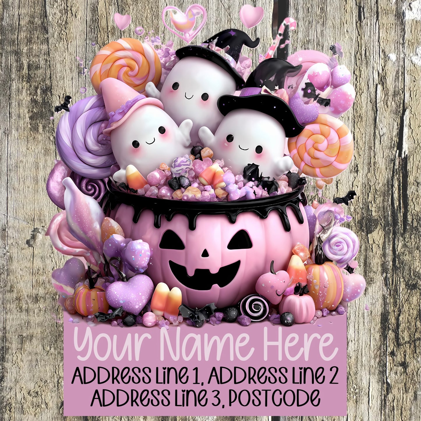 Ghostly Pink & Black Address Labels