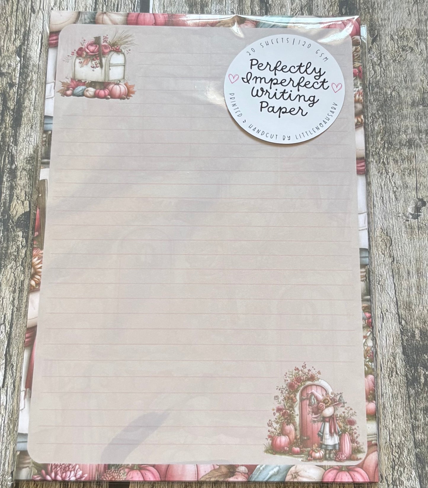 Pumpkin floral pink perfectly imperfect writing paper