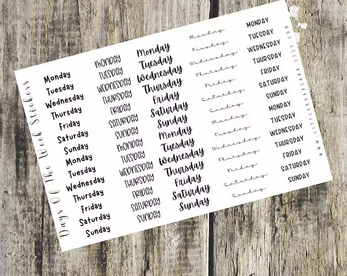 Days Of The Week Stickers