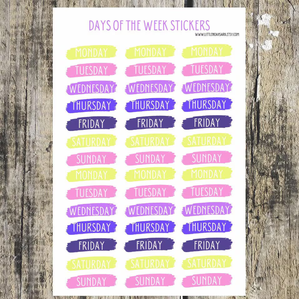 Days Of The Week Stickers