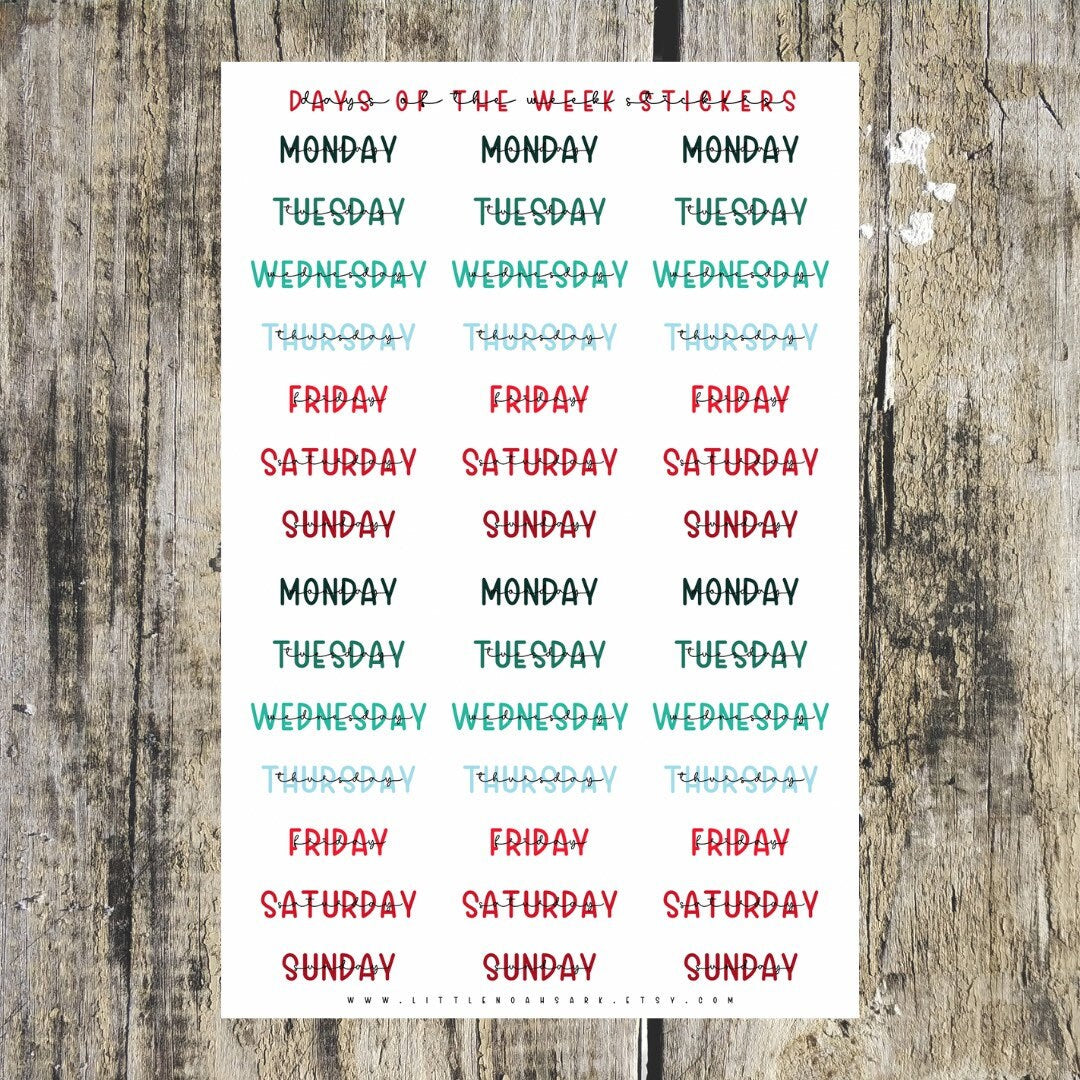 Days Of The Week Stickers