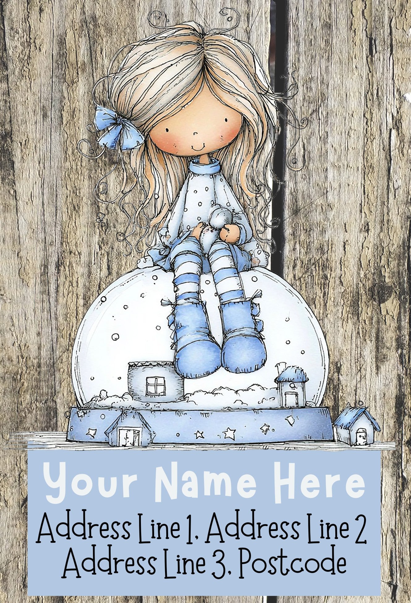 Blue Winter Girl Christmas Address Labels