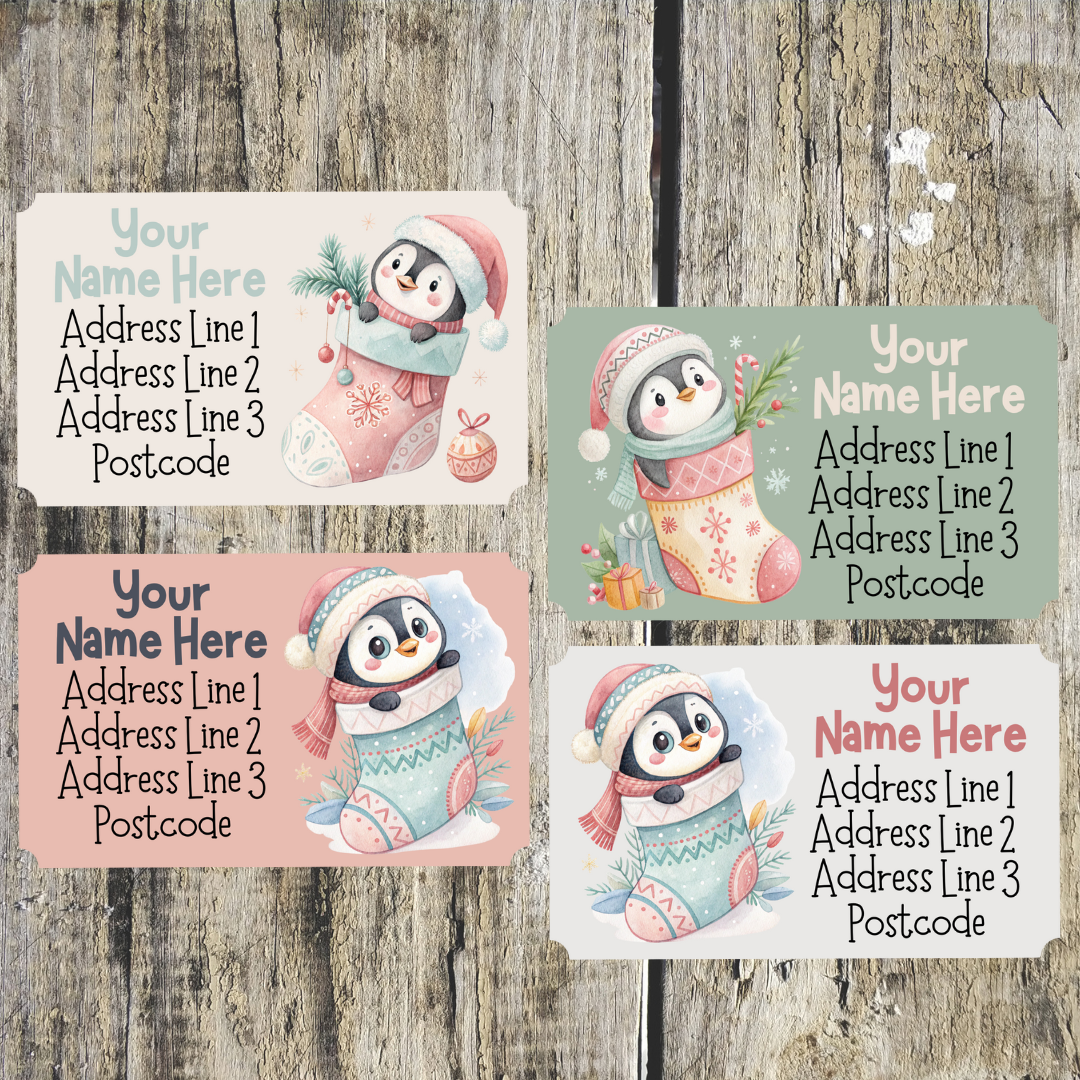 Penguin Stocking Mini Address Labels
