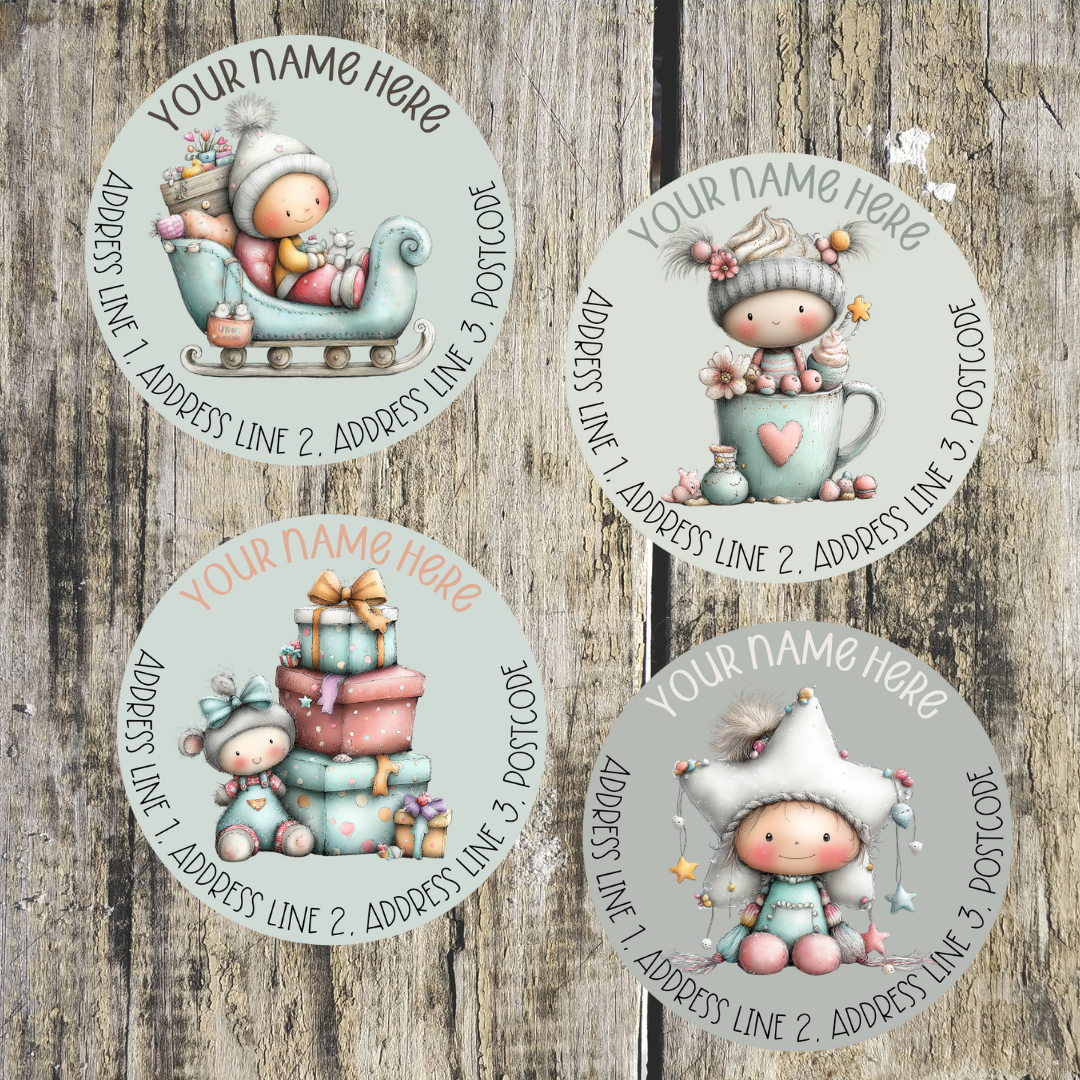 Cute Kawaii Christmas Round Address Labels