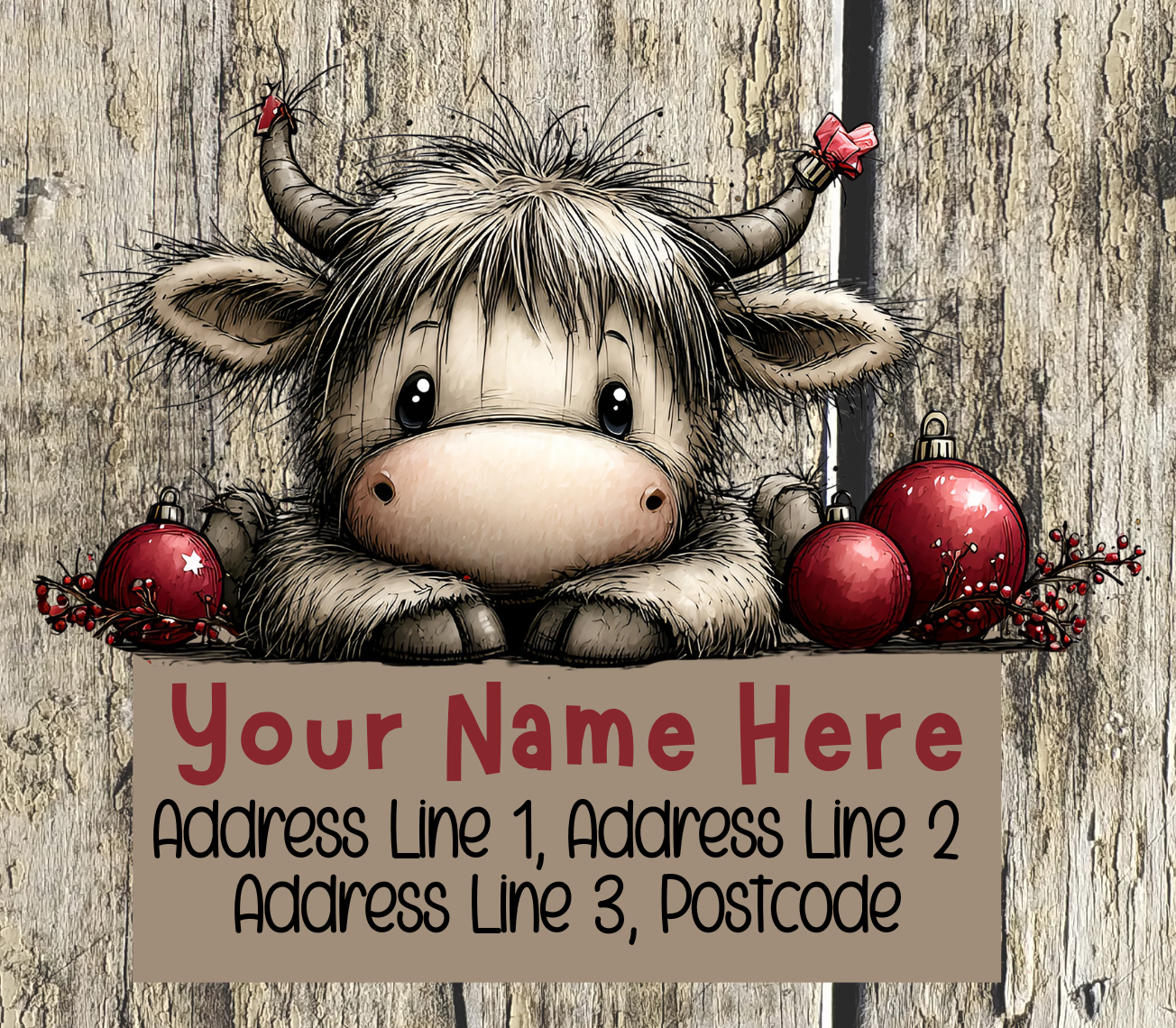 Highland Cow Christmas Address Labels