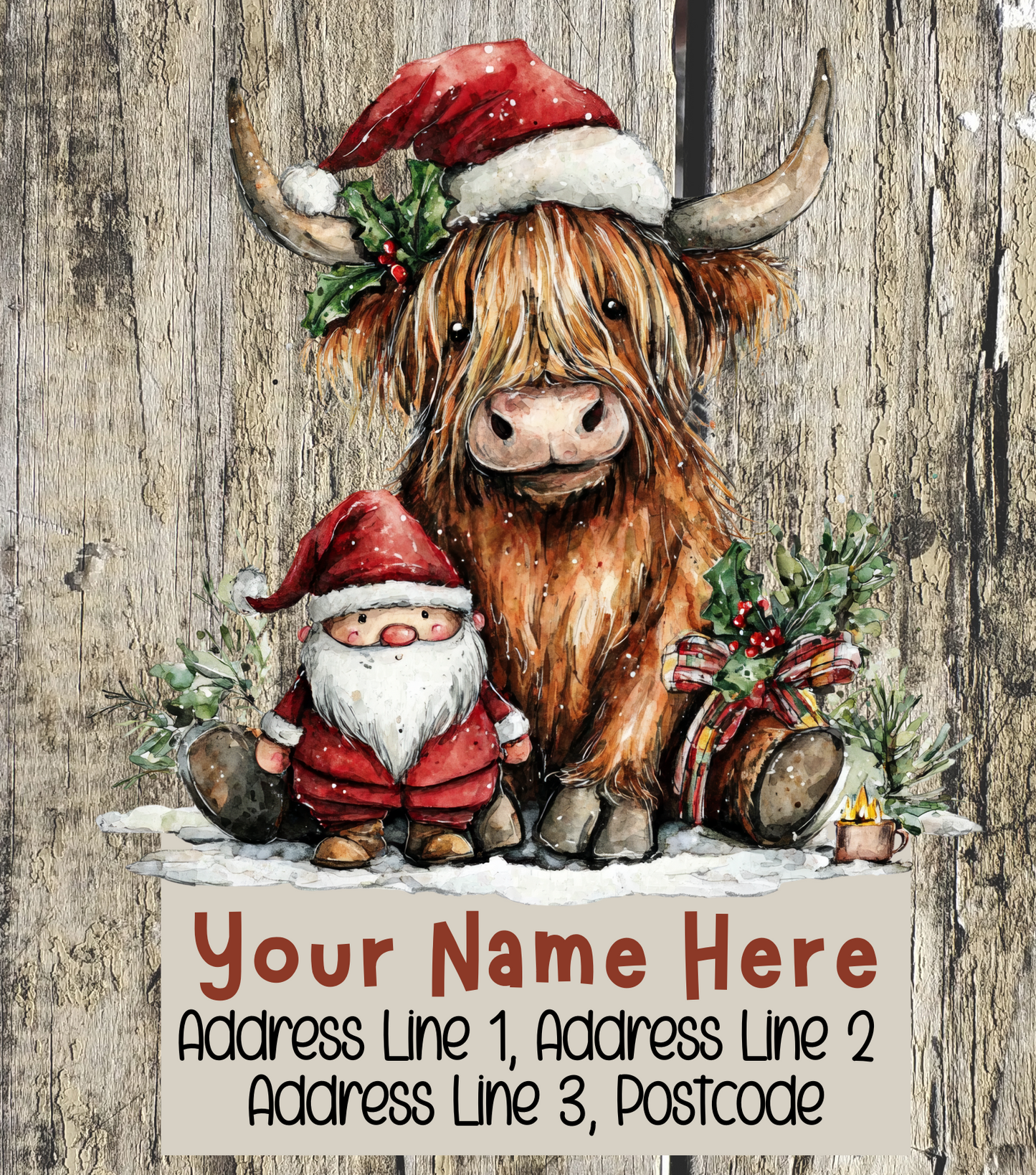 Highland Cow Christmas Address Labels