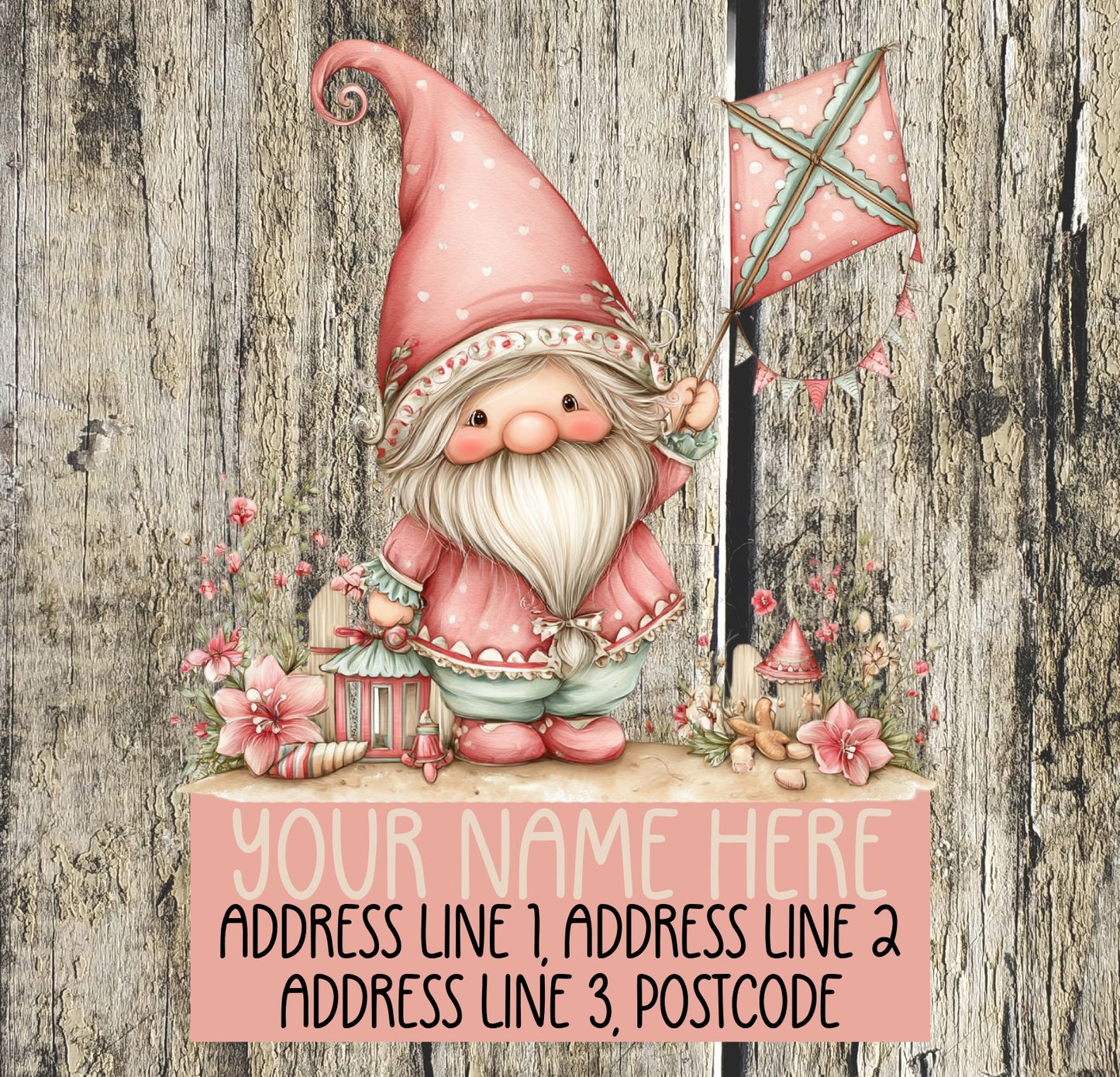 Pink Gnome Summer Address Labels