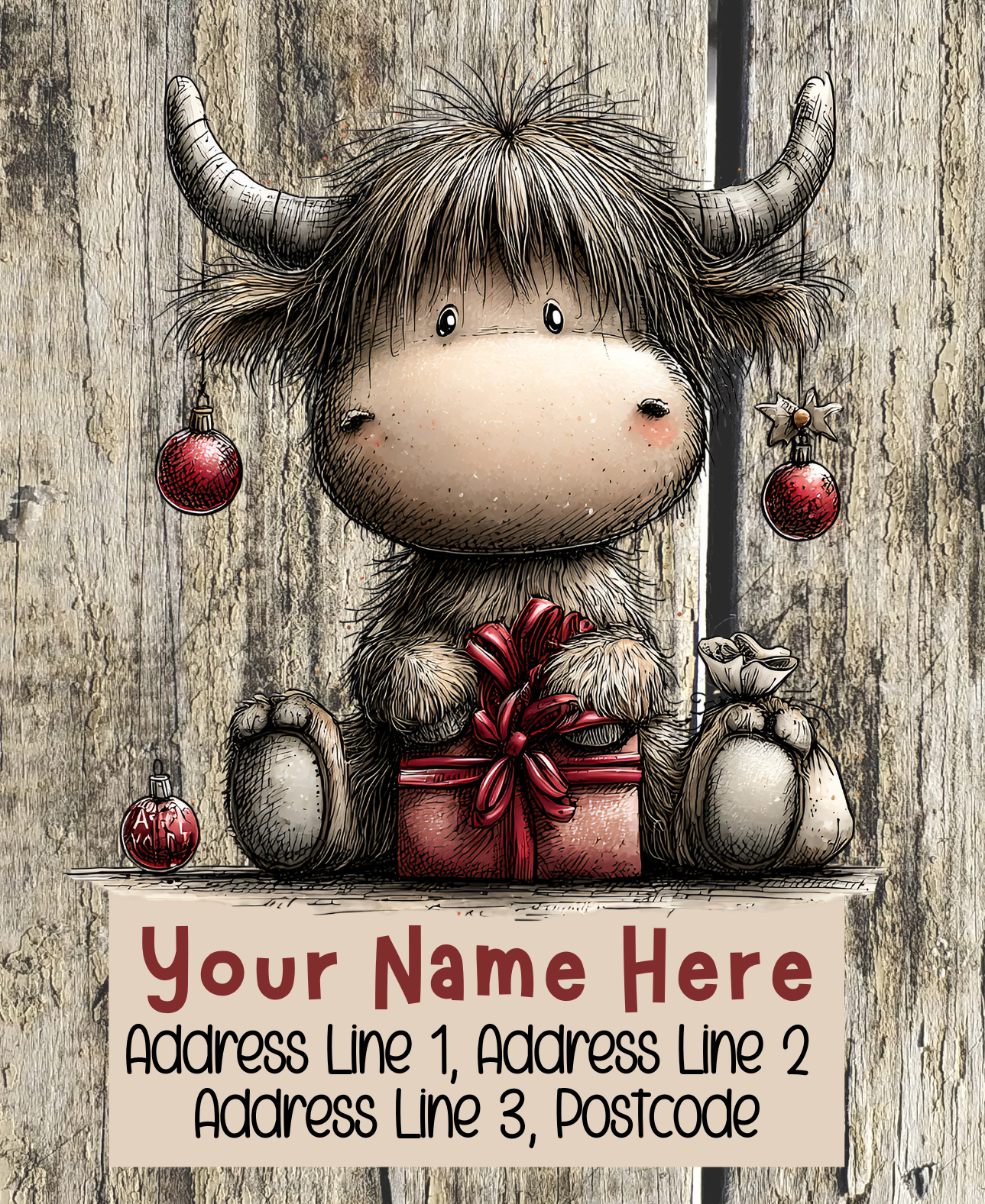 Highland Cow Christmas Address Labels