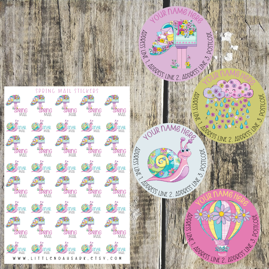 Pastel Spring Mail mini label set