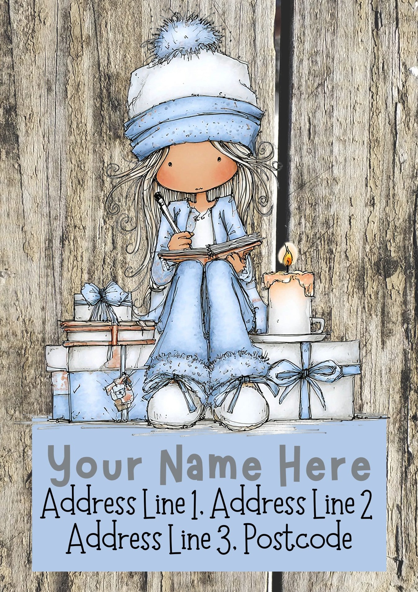 Blue Winter Girl Christmas Address Labels