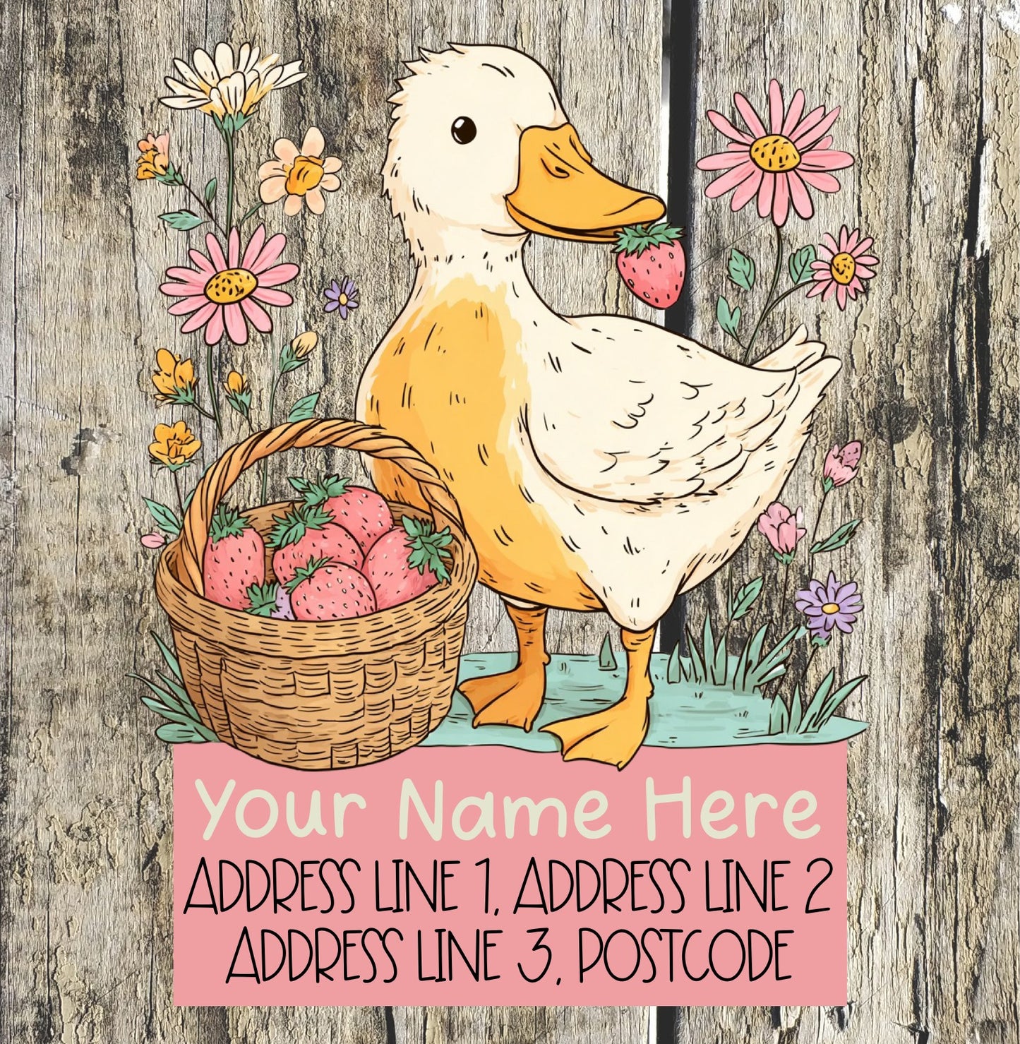 Strawberry Duck Address Labels