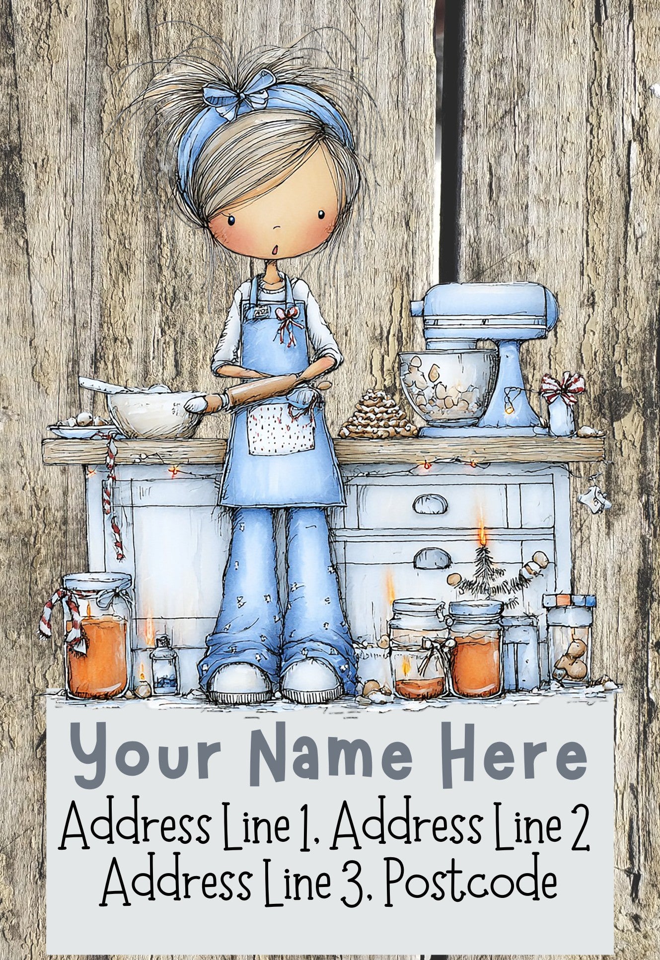 Blue Winter Girl Christmas Address Labels