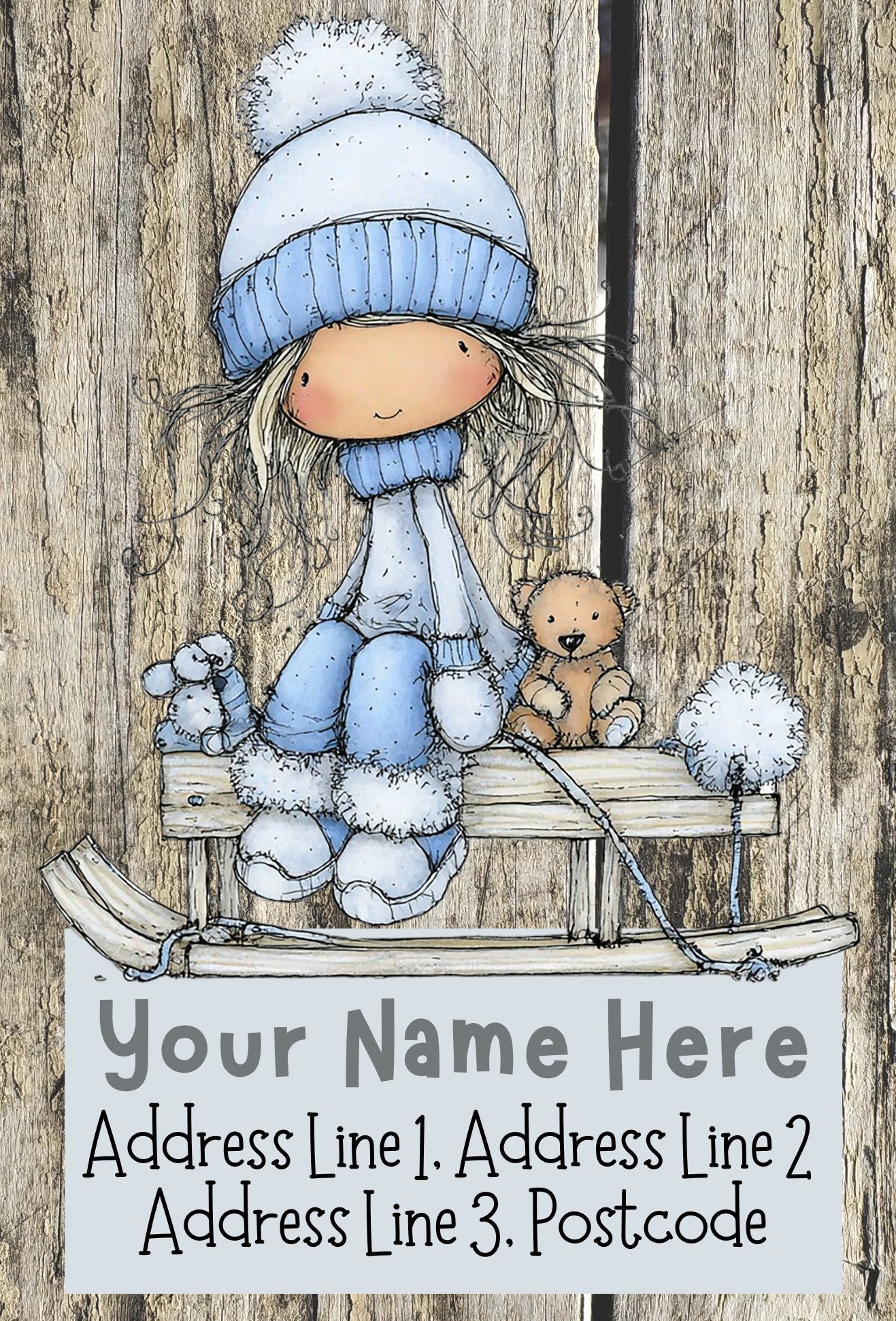 Blue Winter Girl Christmas Address Labels
