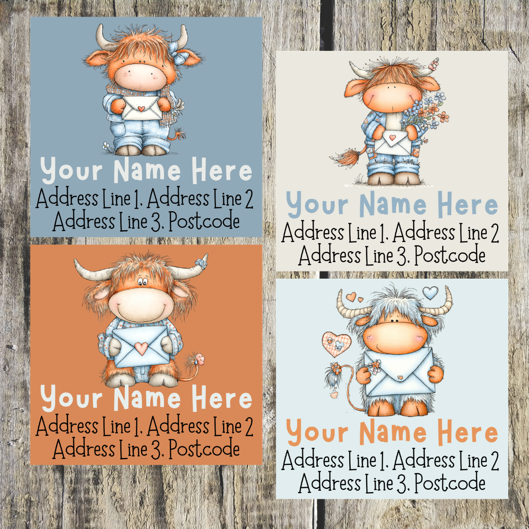 Highland Cow Mail Address Labels