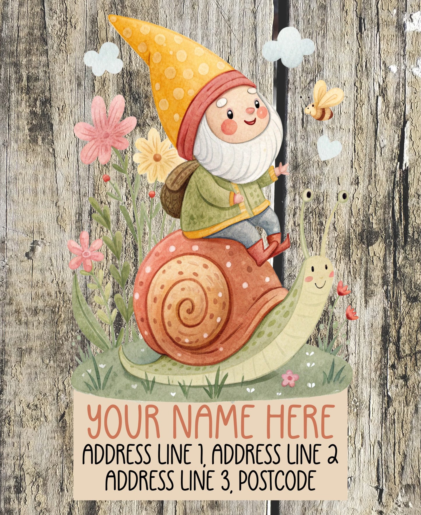 Gnome Riding Snail Address Labels