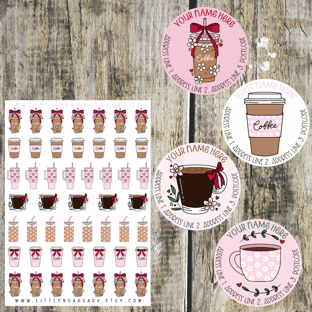 Daisy Coffee mini label set
