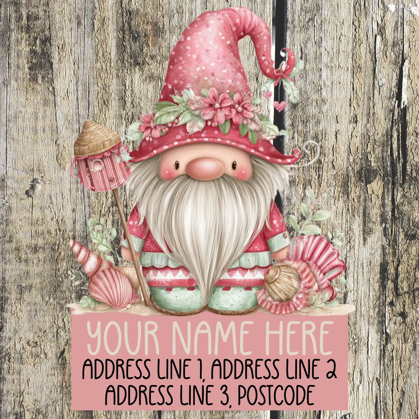 Pink Gnome Summer Address Labels