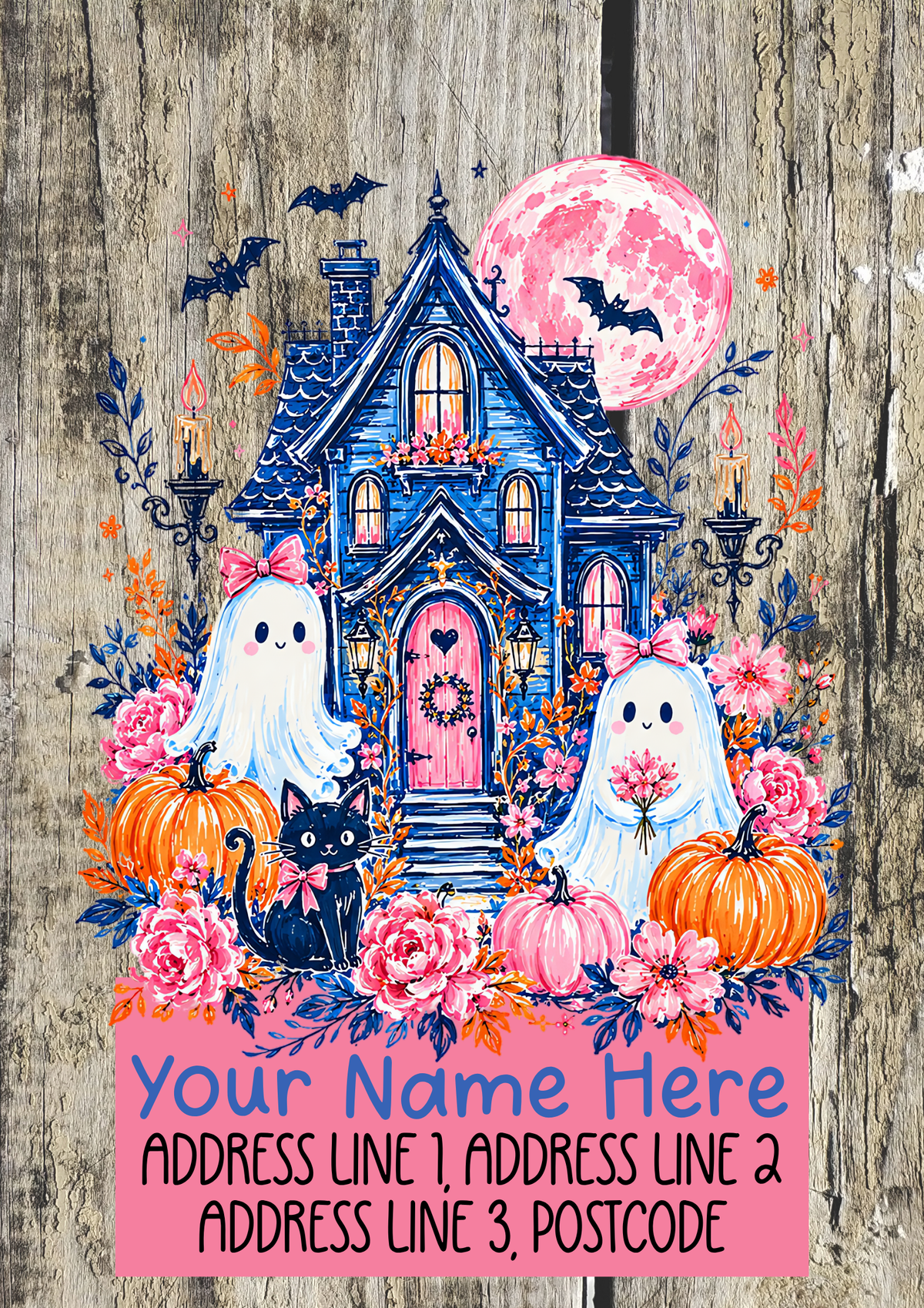 Watercolour Halloween Blue Address Labels