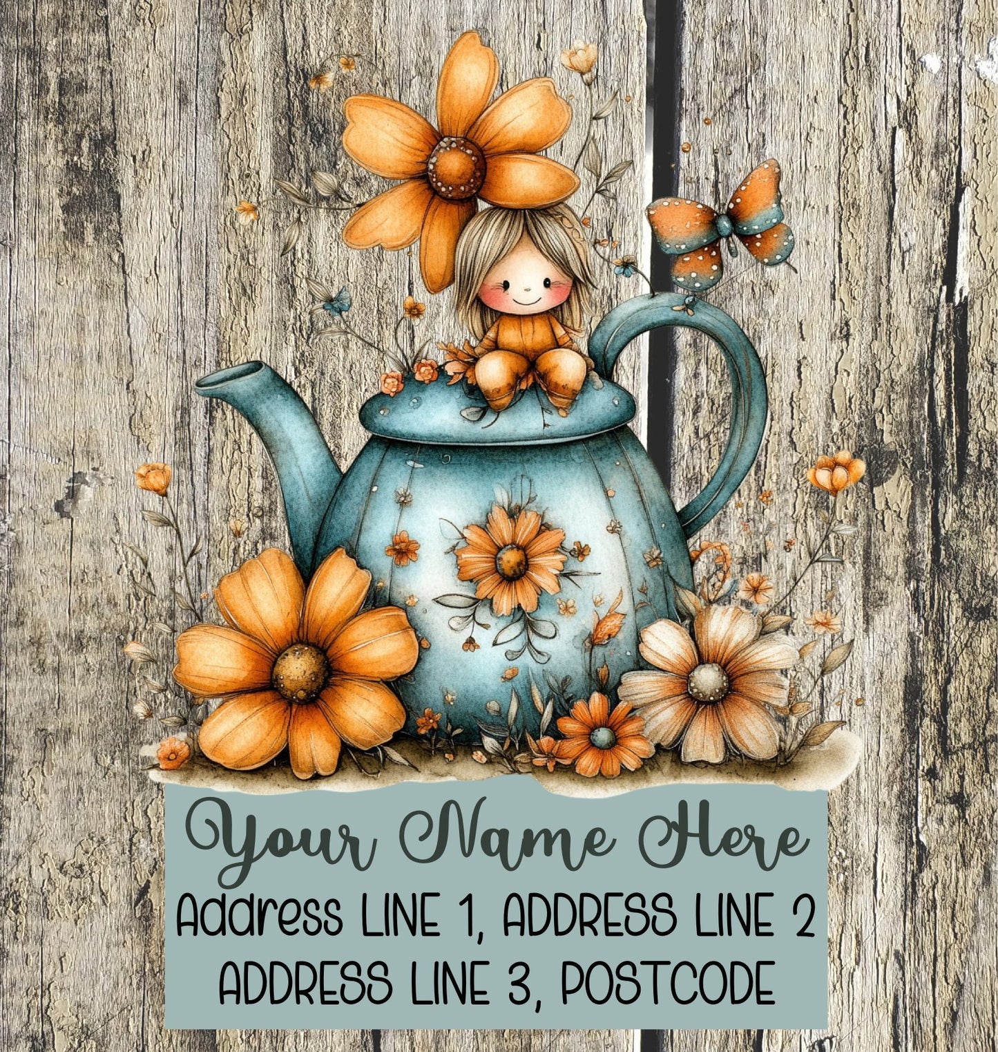 Orange & Teal Spring Address Labels