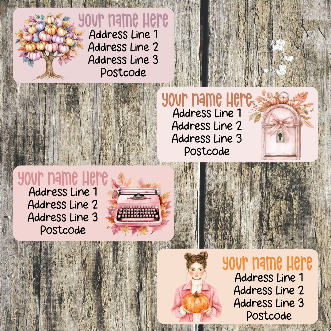 Pink Autumn Longer Address Labels