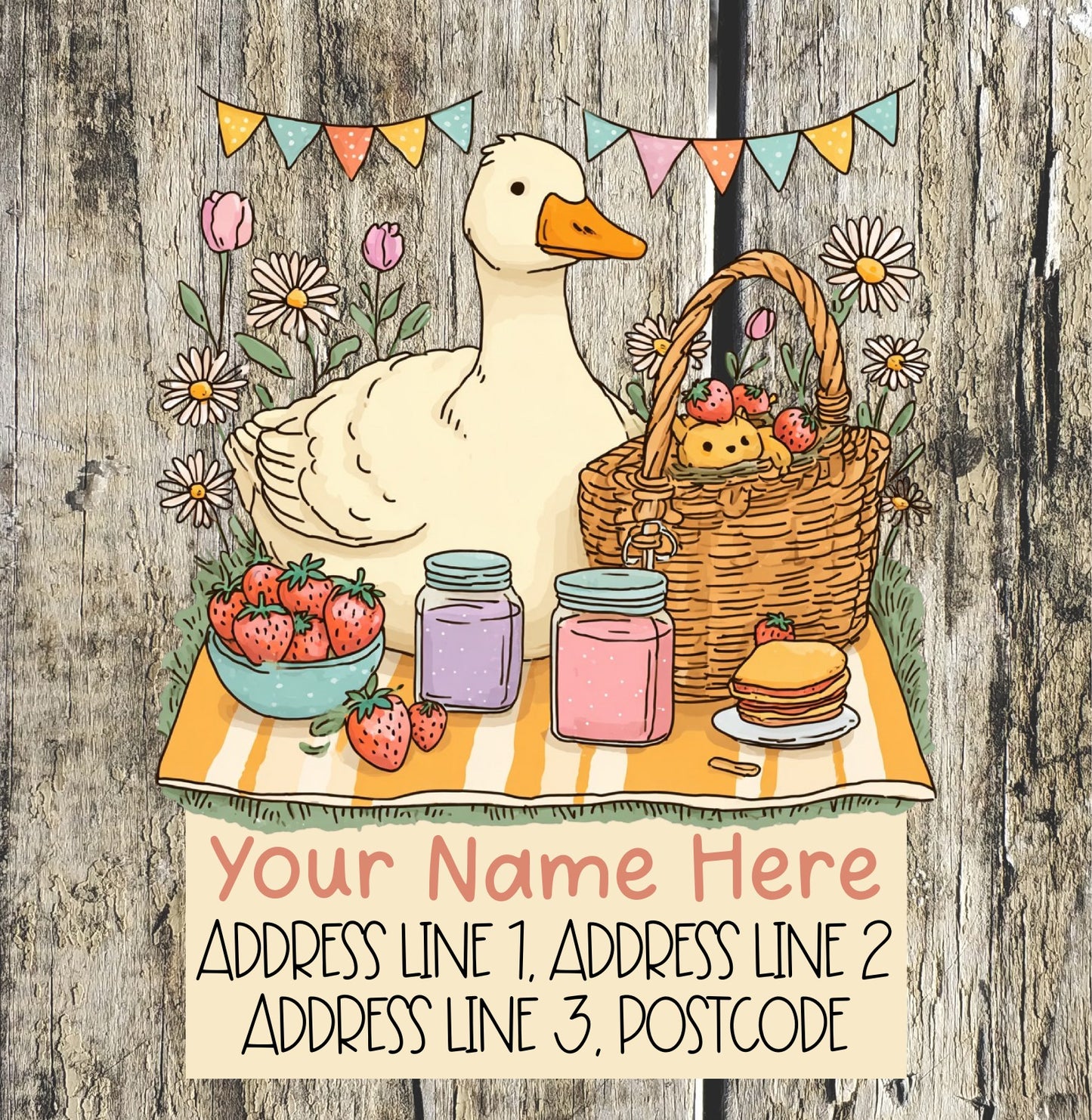Strawberry Duck Address Labels