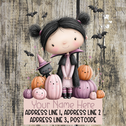Pink Halloween Address Labels