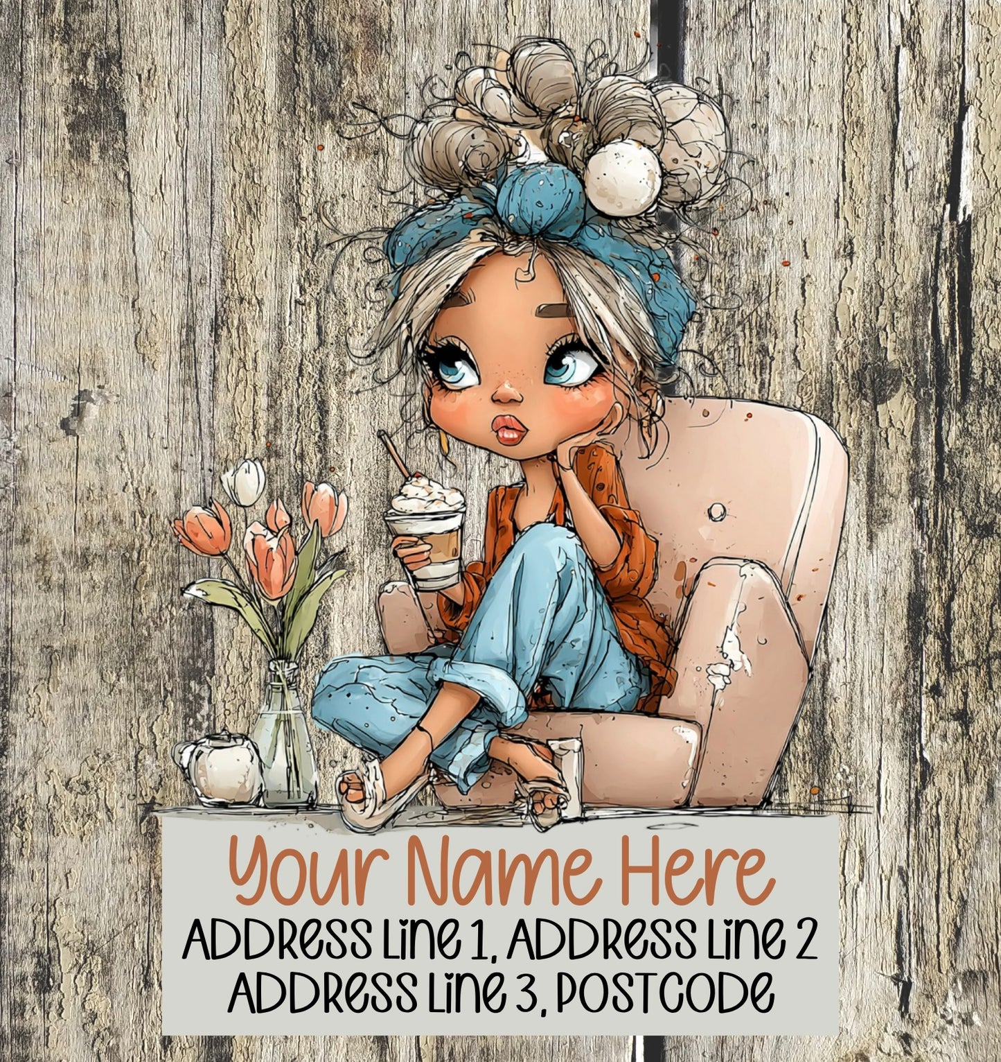 Summer Coffee Girl Address Labels