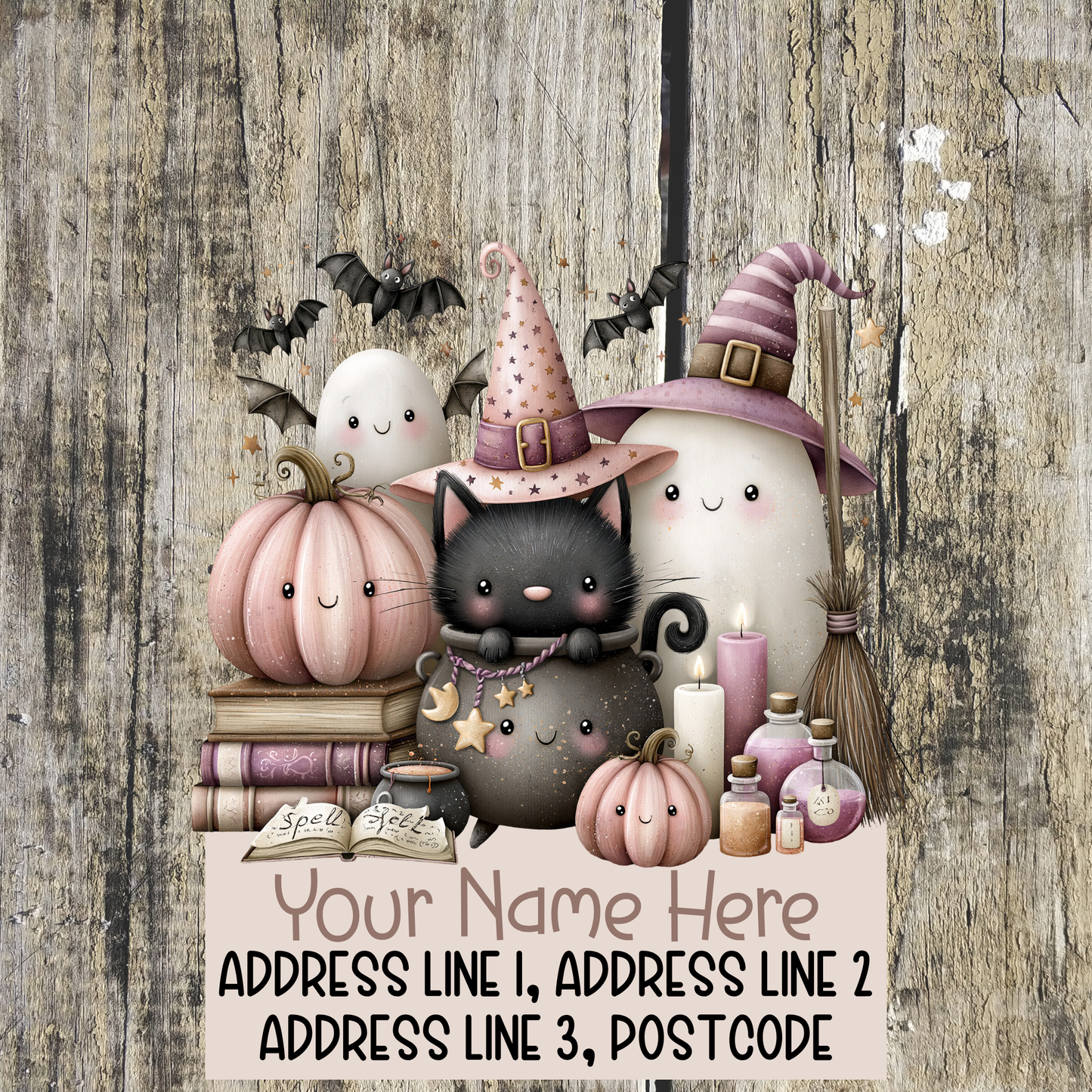 Pink Halloween Address Labels