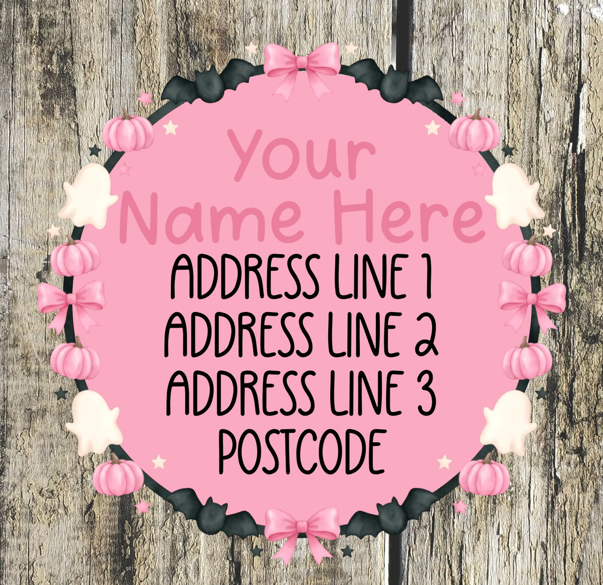 Pink & black pumpkin Address Labels