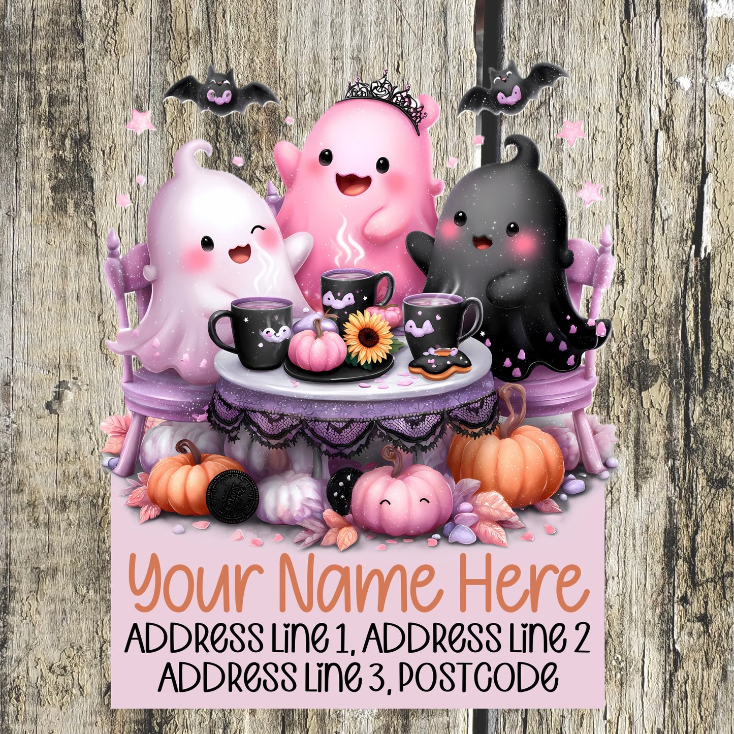 Ghostly Pink & Black Address Labels