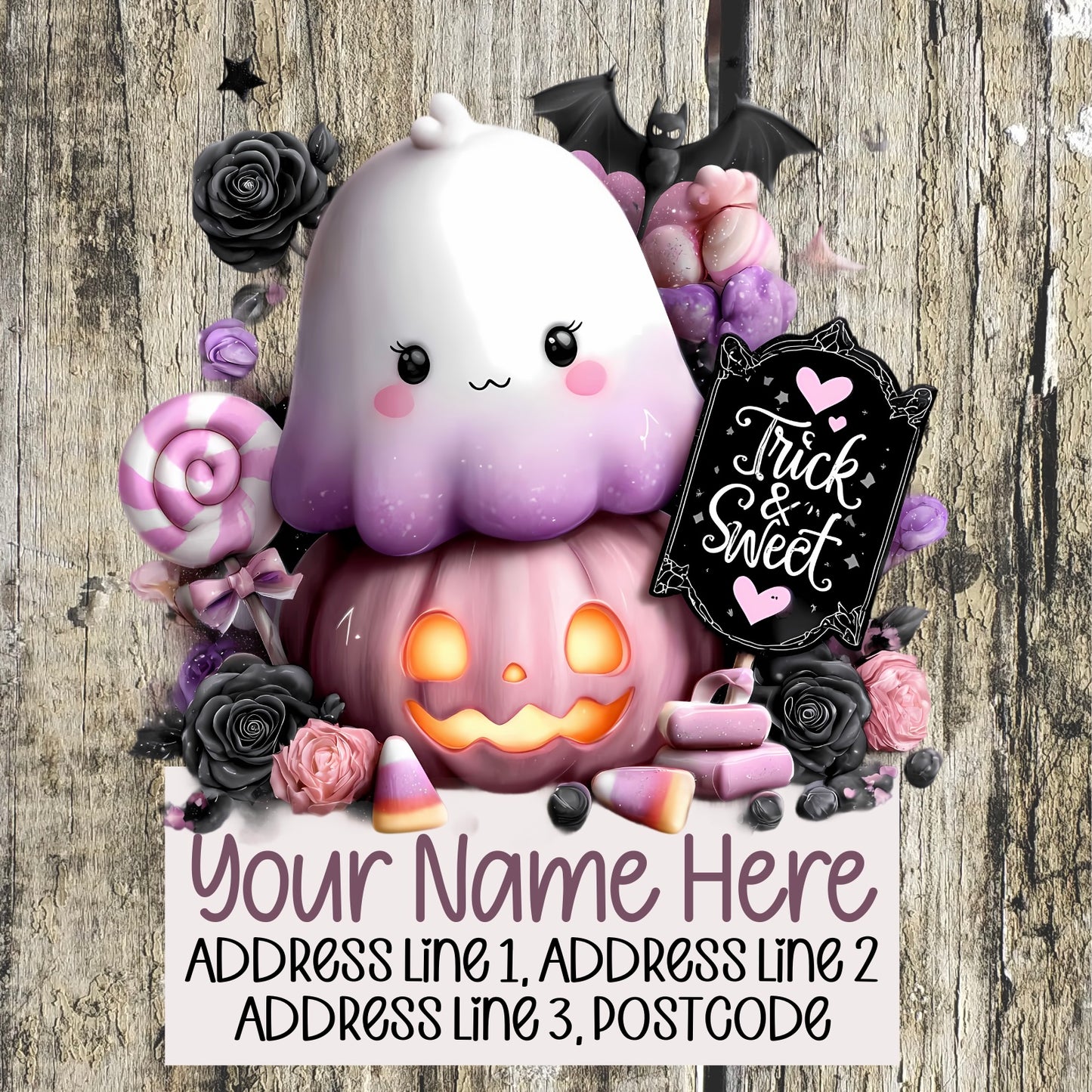 Ghostly Pink & Black Address Labels