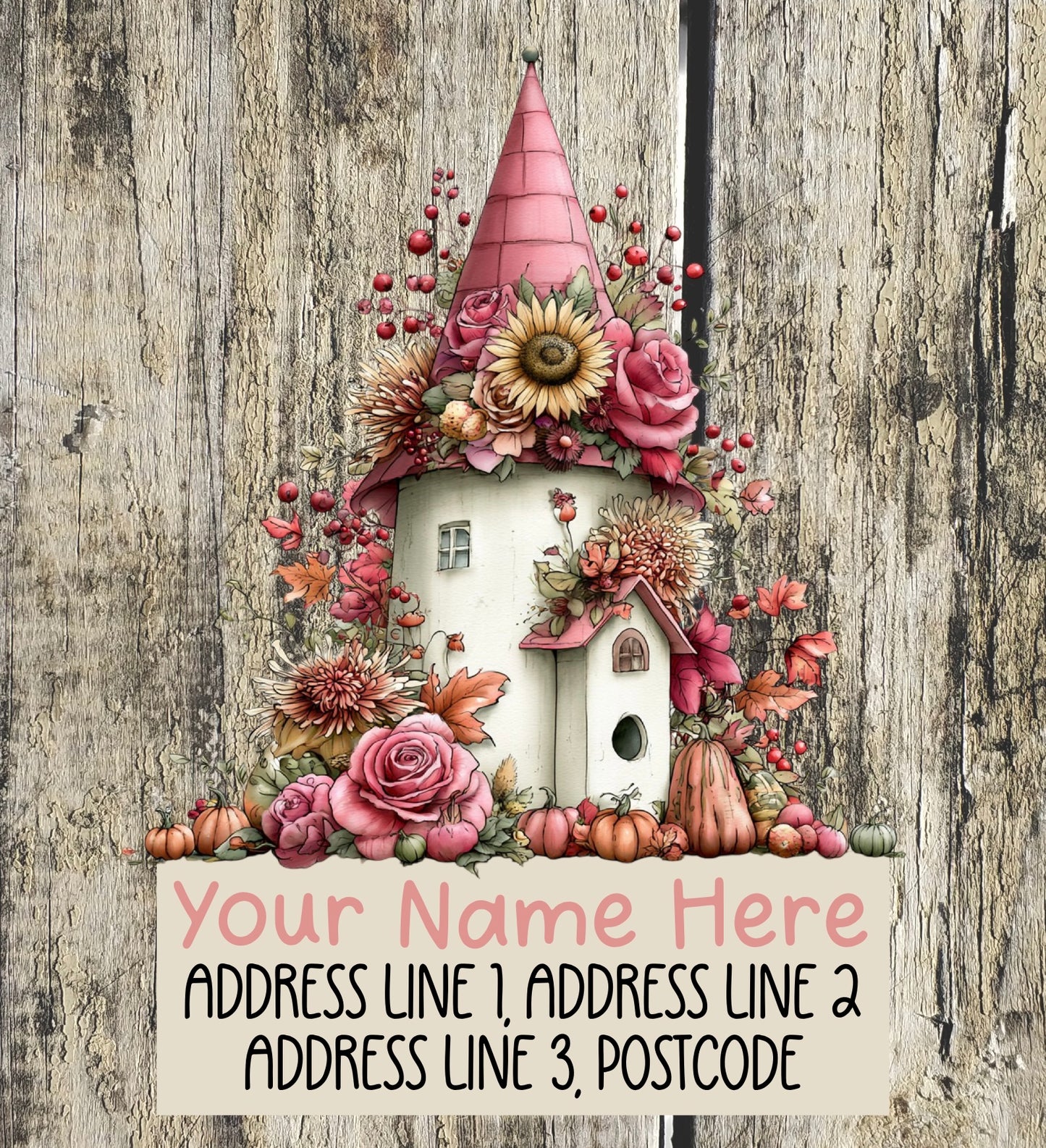 Autumn Pink Floral House Address Labels