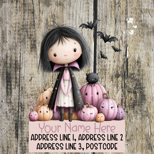 Pink Halloween Address Labels