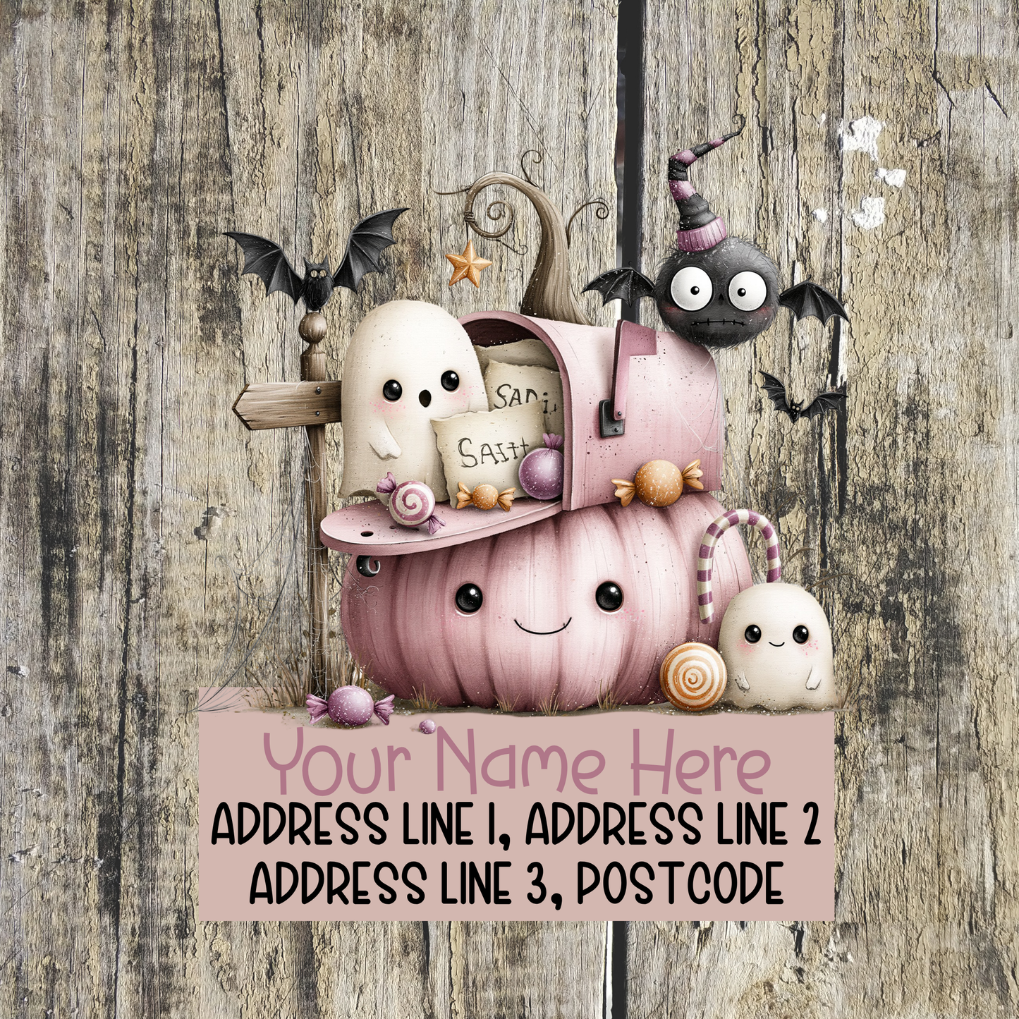 Pink Halloween Address Labels