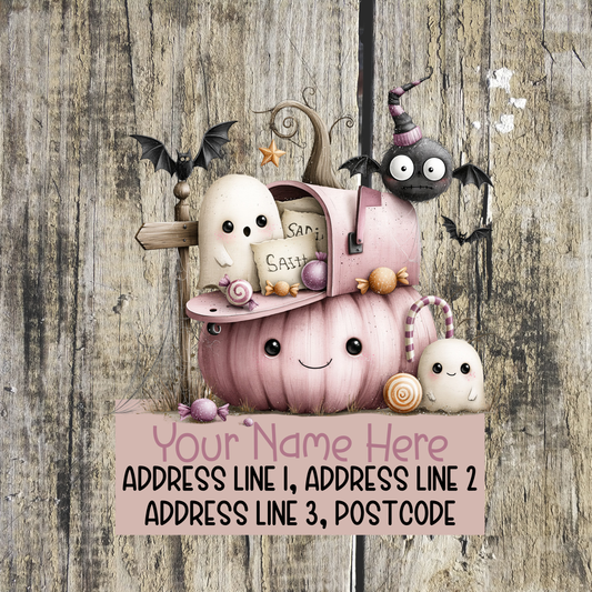 Pink Halloween Address Labels